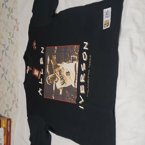 MITCHELL & NESS NBA premium vintage Allen iverson tee Black 2XL - Picture 4 of 16